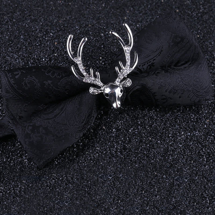 Nœud papillon pour homme avec motif cachemire et tête d'élan de Noël