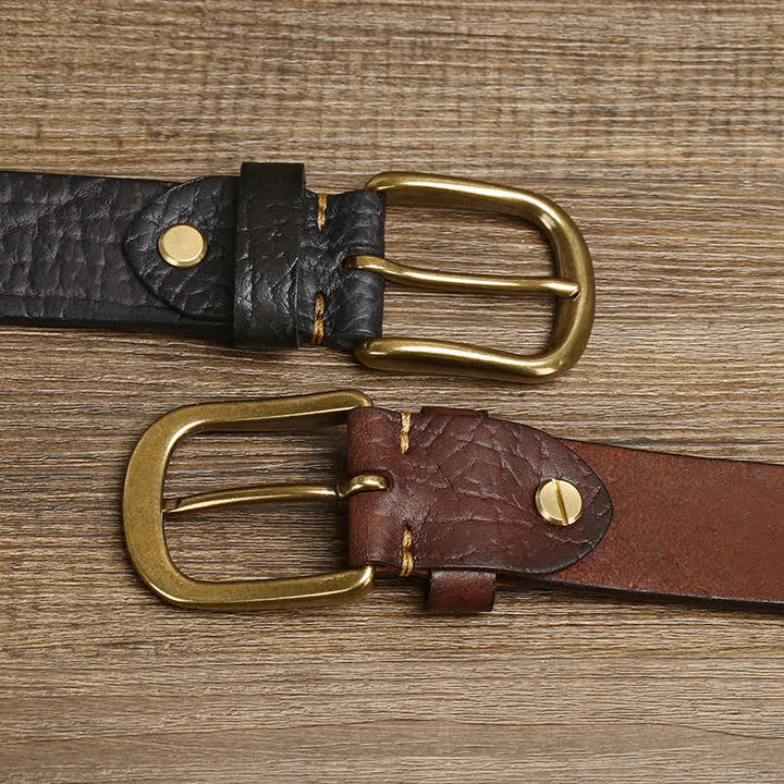 Ceinture en cuir à motif peau de bison gaufré pour homme
