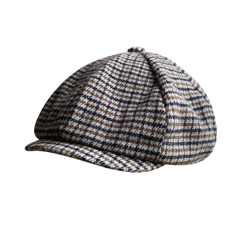 Casquette béret gavroche à carreaux pied-de-poule