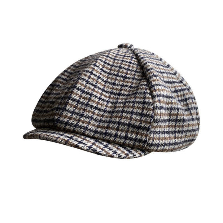 Casquette béret gavroche à carreaux pied-de-poule