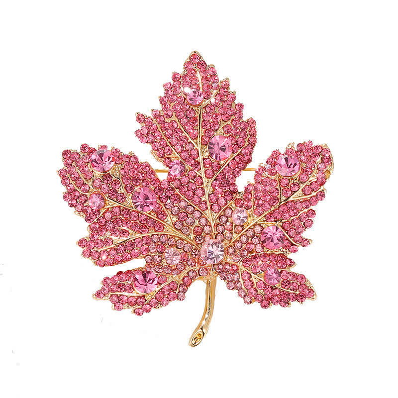 Broche feuille d'érable en cristal strass pour femme