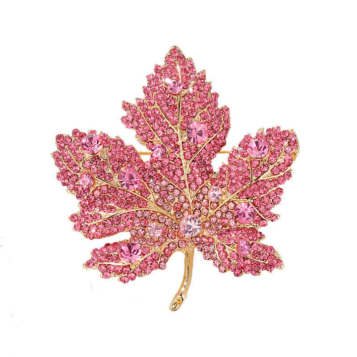 Broche feuille d'érable en cristal strass pour femme
