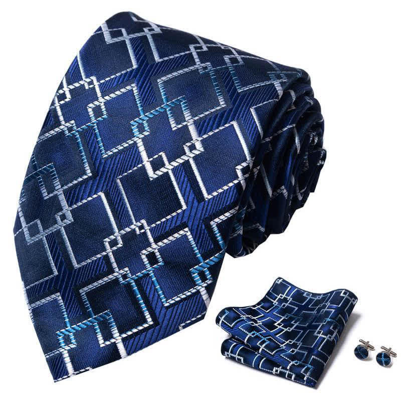 Lot de 3 cravates bleues et blanches pour homme - image 1