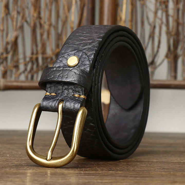 Ceinture en cuir à motif peau de bison gaufré pour homme