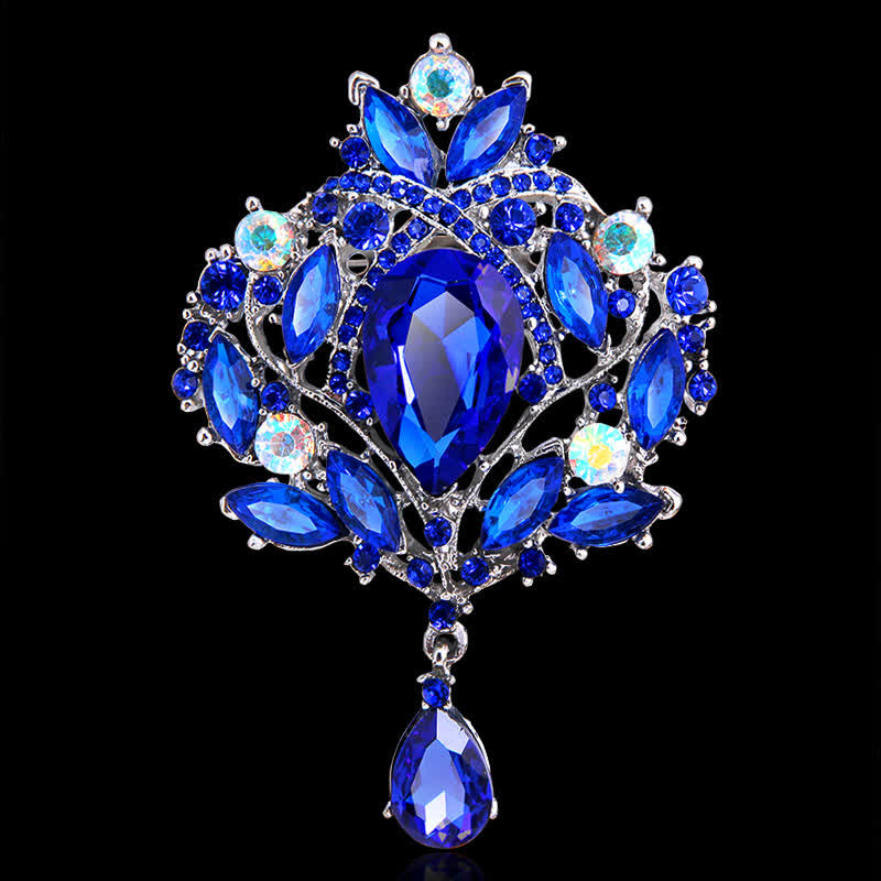 Broche en forme de goutte d'eau en forme de bouton floral brillant pour femme