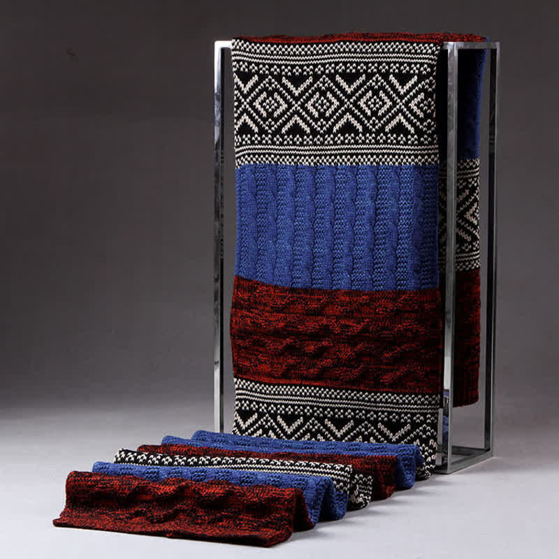Écharpe en tricot à motif argyle pour homme avec blocs de couleurs