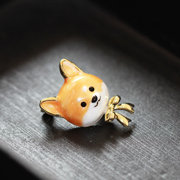 Broche unisexe en émail représentant un chien Shiba Inu
