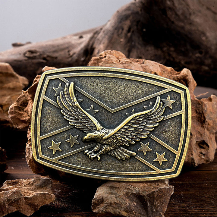 Ceinture en cuir à boucle pour homme avec motif drapeau aigle