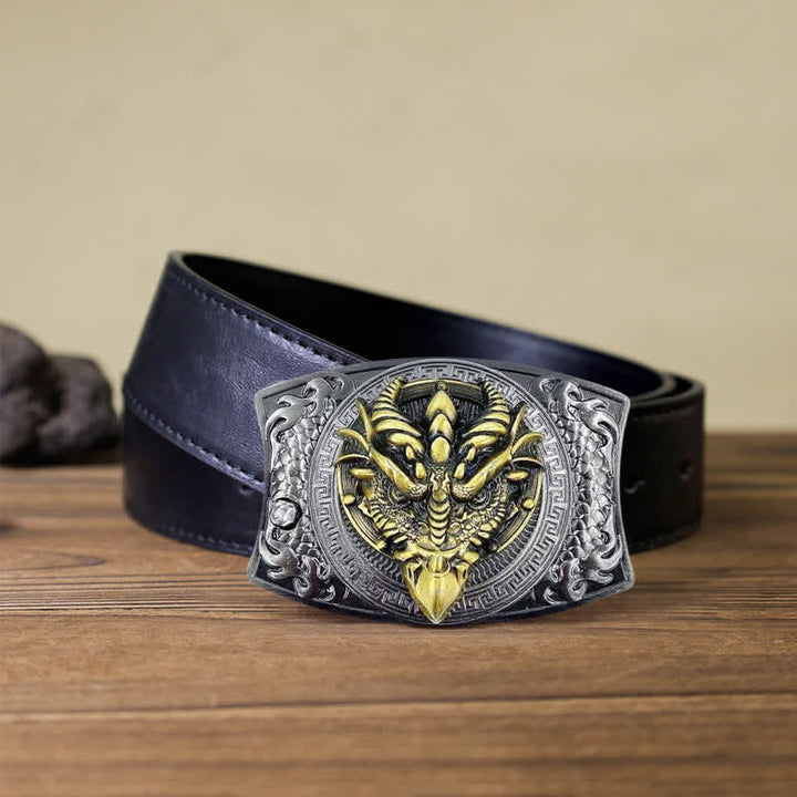 Ceinture en cuir pour homme avec couteau pliant caché et dragon à bec pointu