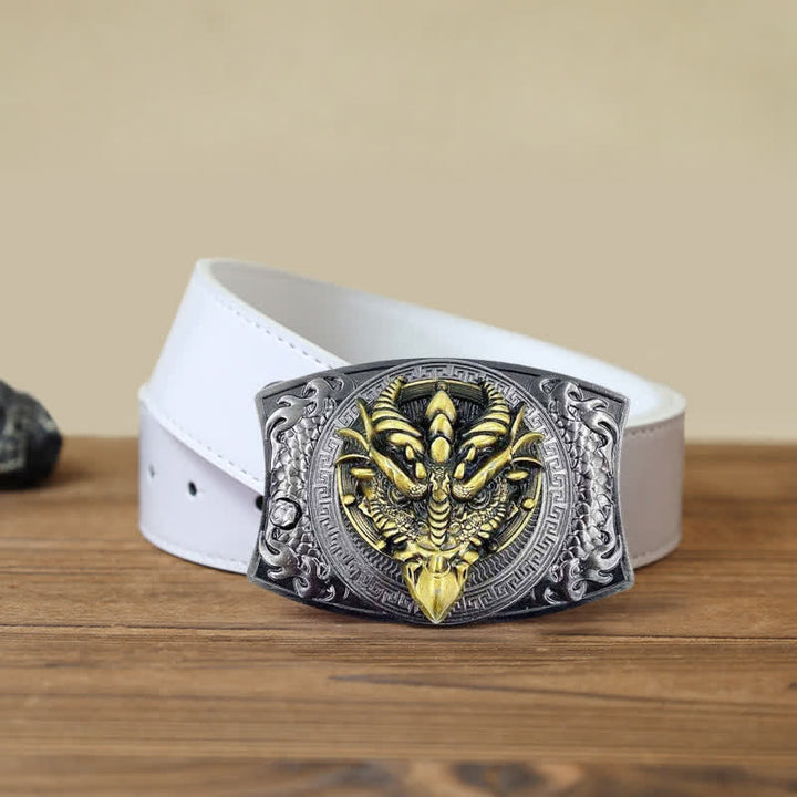 Ceinture en cuir pour homme avec couteau pliant caché et dragon à bec pointu