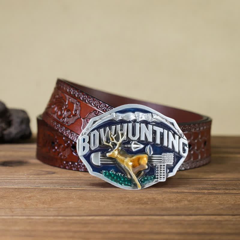Ceinture en cuir avec boucle en émail pour homme pour la chasse à l'arc
