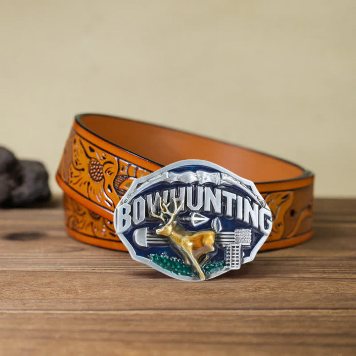 Ceinture en cuir avec boucle en émail pour homme pour la chasse à l'arc