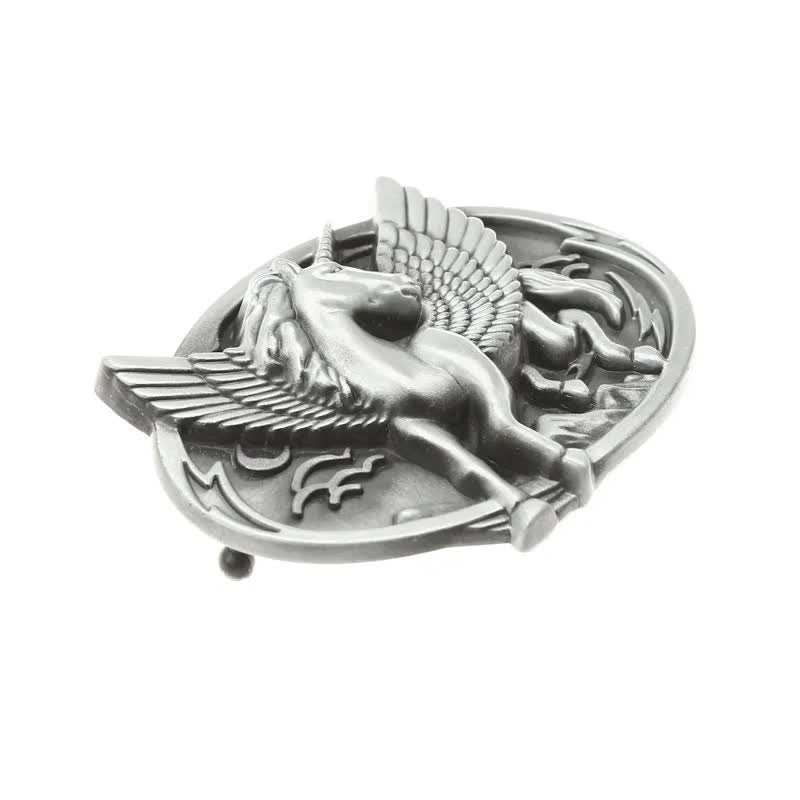 Ceinture en cuir à boucle licorne argentée antique pour homme