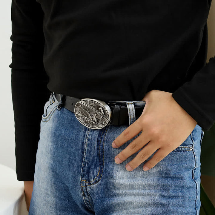 Ceinture en cuir pour homme avec couteau pliant Soaring Eagle