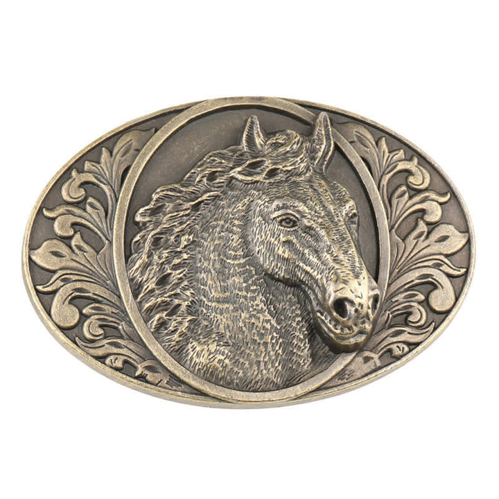 Ceinture en cuir à boucle tête de cheval pour homme