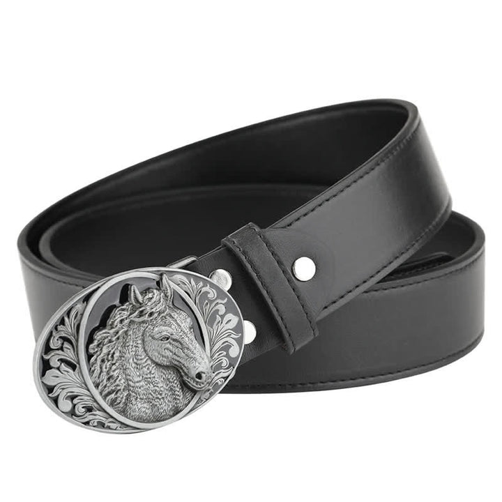 Ceinture en cuir à boucle tête de cheval pour homme