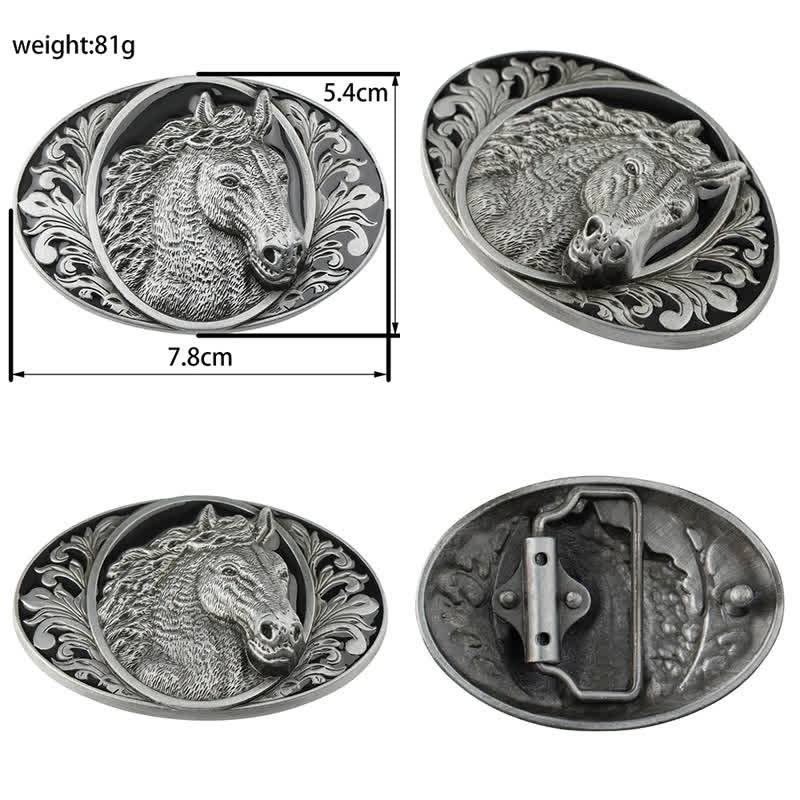Ceinture en cuir à boucle tête de cheval pour homme