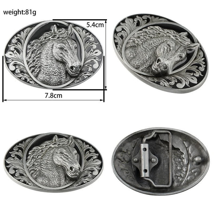 Ceinture en cuir à boucle tête de cheval pour homme
