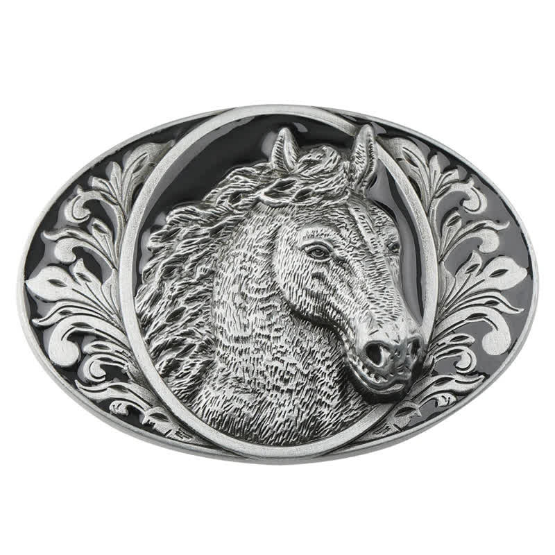 Ceinture en cuir à boucle tête de cheval pour homme