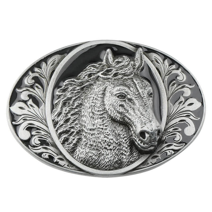 Ceinture en cuir à boucle tête de cheval pour homme