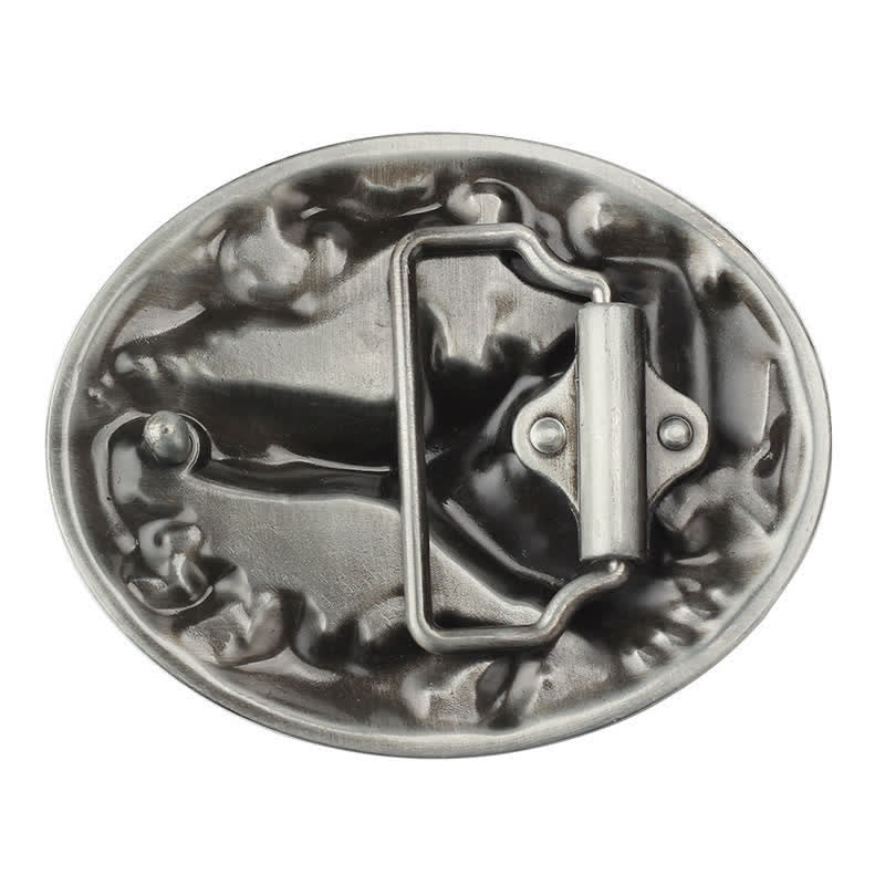 Ceinture en cuir à boucle ovale émaillée à motif feuille d'aigle pour homme