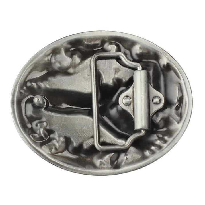 Ceinture en cuir à boucle ovale émaillée à motif feuille d'aigle pour homme