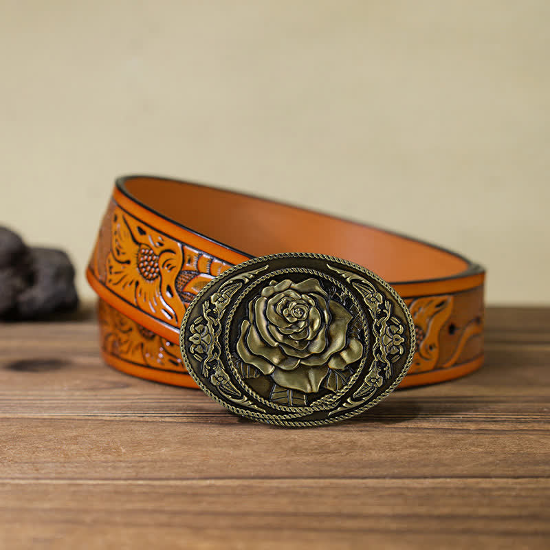 Ceinture en cuir à boucle rose tendance pour homme