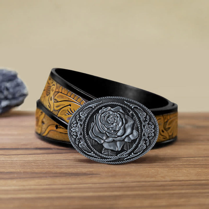Ceinture en cuir à boucle rose tendance pour homme