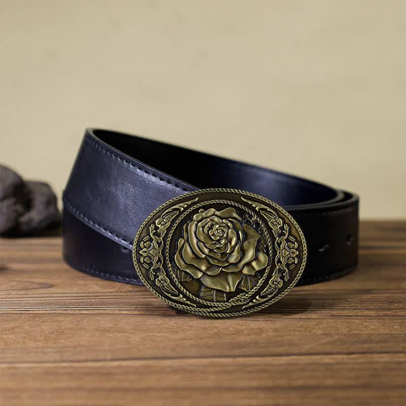Ceinture en cuir à boucle rose tendance pour homme