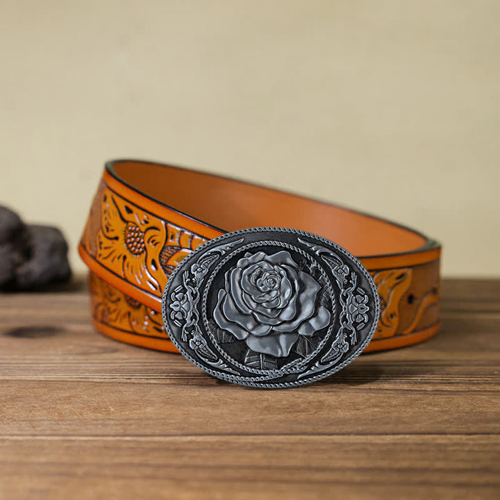 Ceinture en cuir à boucle rose tendance pour homme