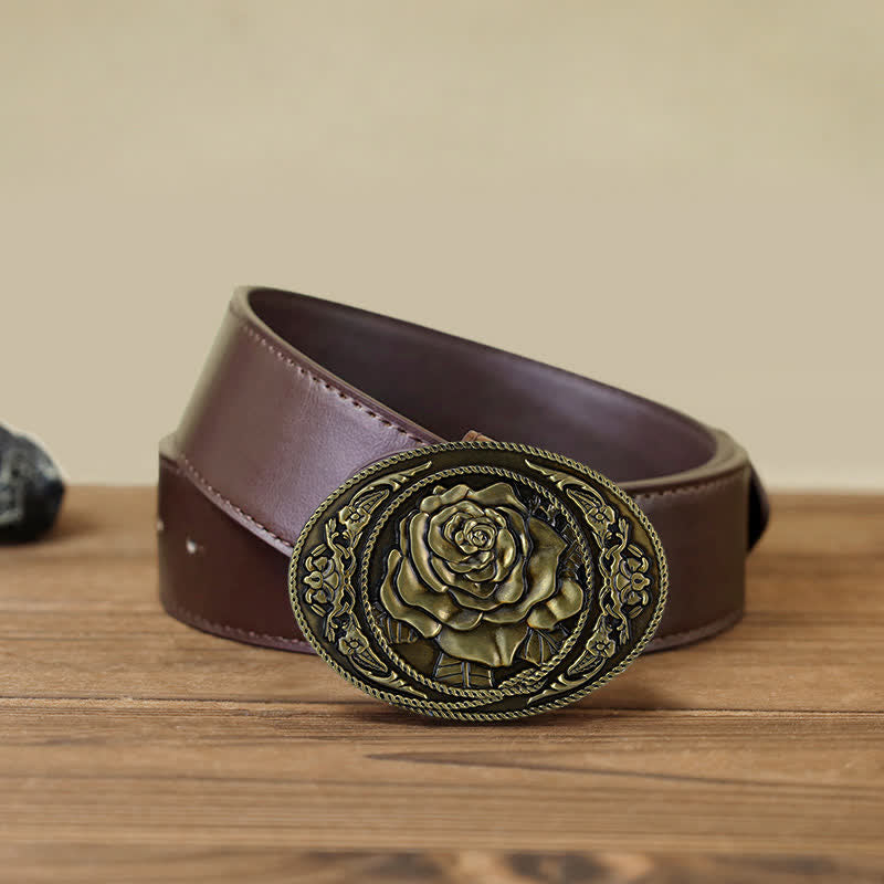 Ceinture en cuir à boucle rose tendance pour homme
