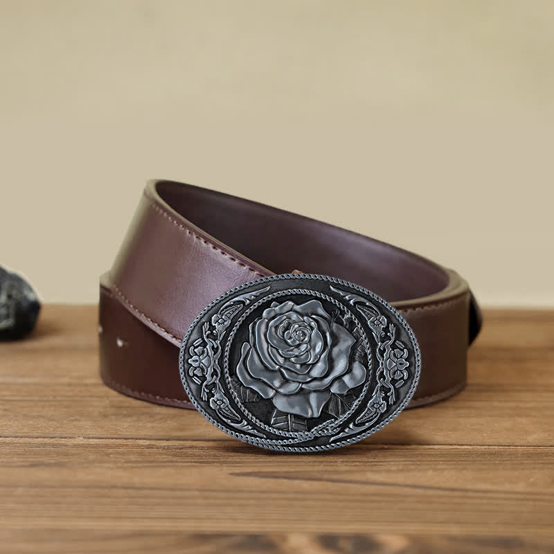 Ceinture en cuir à boucle rose tendance pour homme
