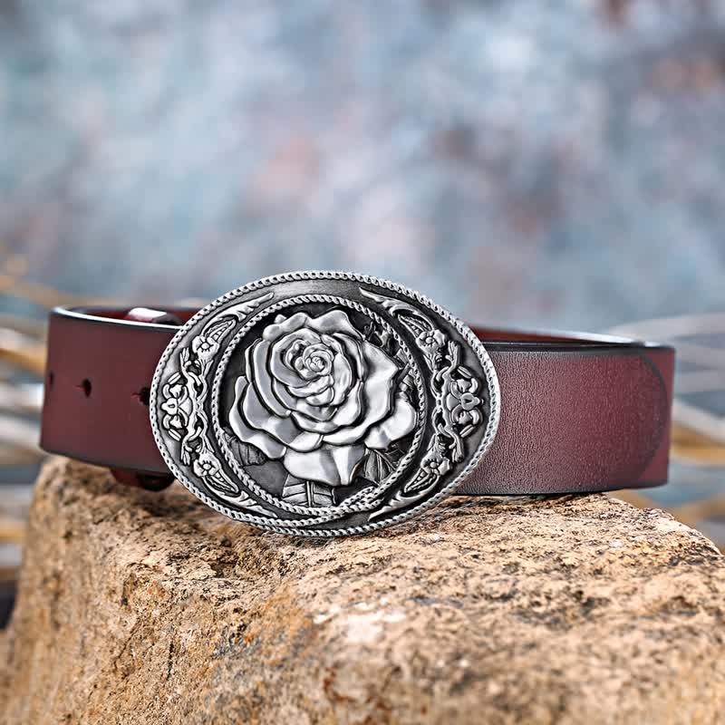 Ceinture en cuir à boucle rose tendance pour homme