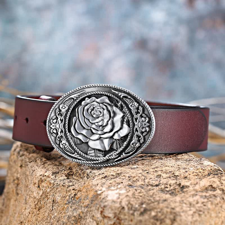 Ceinture en cuir à boucle rose tendance pour homme