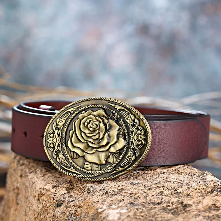 Ceinture en cuir à boucle rose tendance pour homme
