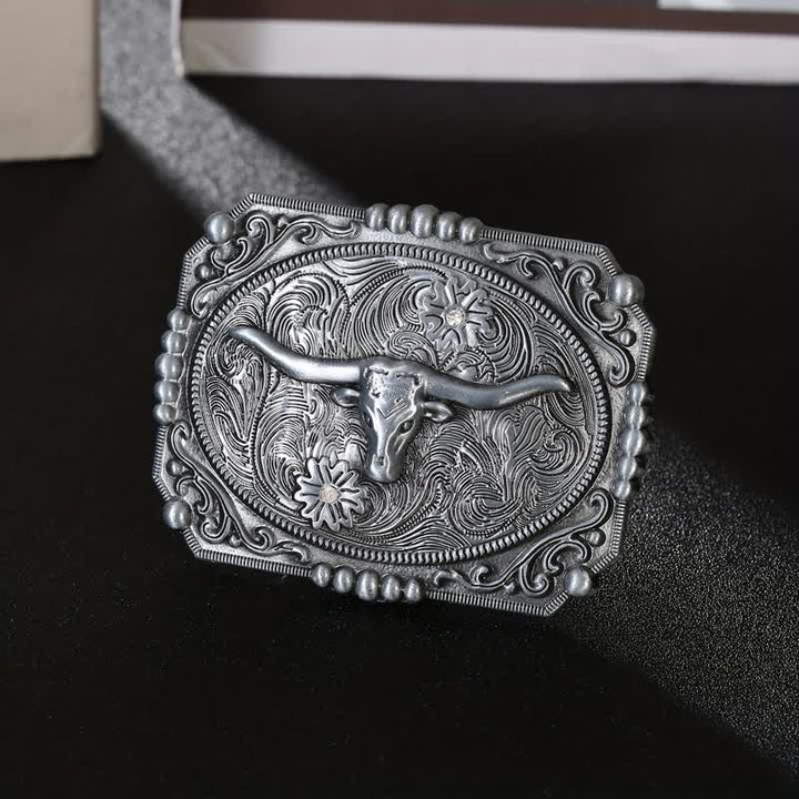 Ceinture en cuir à boucle tête de taureau Longhorn DIY pour homme