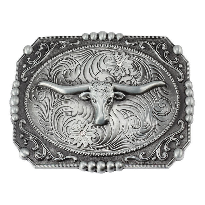 Ceinture en cuir à boucle tête de taureau Longhorn DIY pour homme