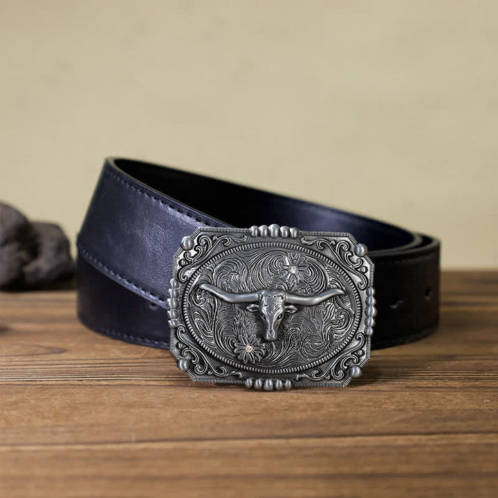 Ceinture en cuir à boucle tête de taureau Longhorn DIY pour homme