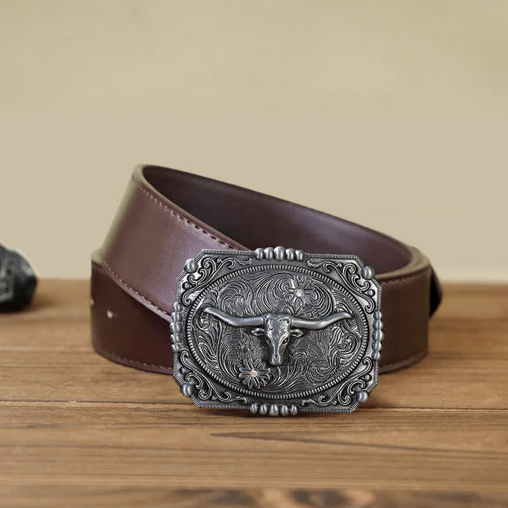Ceinture en cuir à boucle tête de taureau Longhorn DIY pour homme