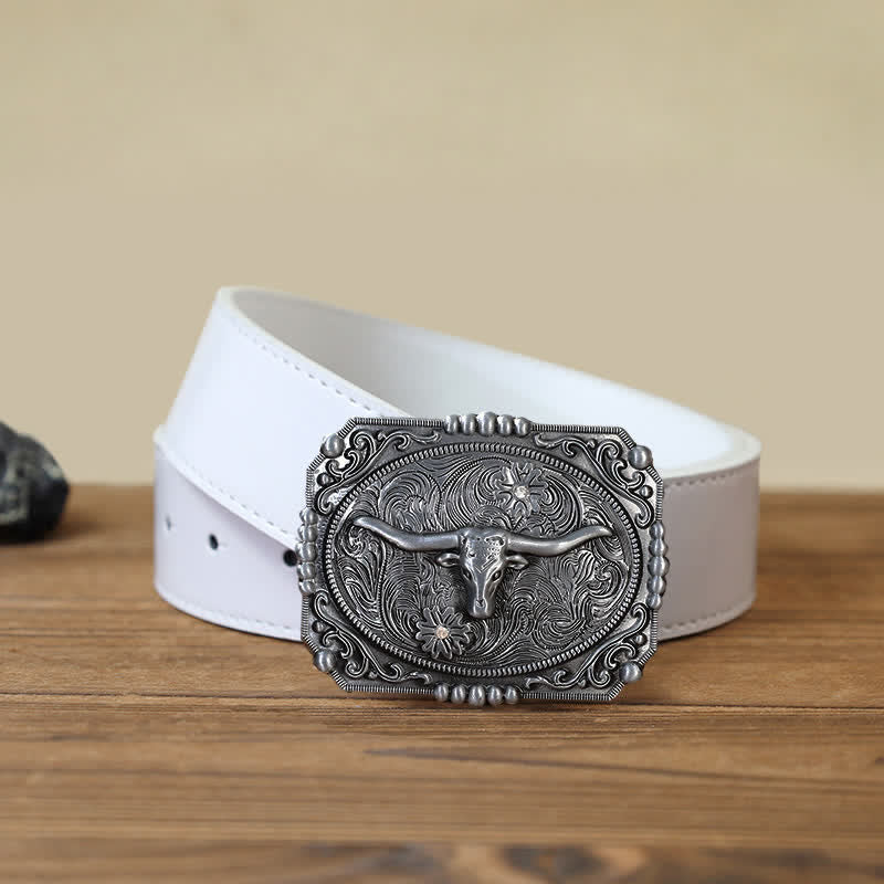 Ceinture en cuir à boucle tête de taureau Longhorn DIY pour homme