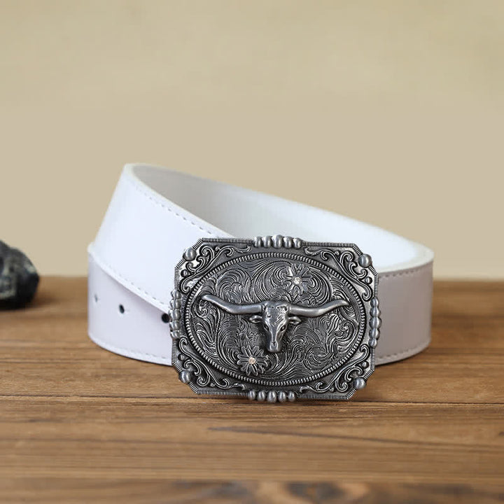 Ceinture en cuir à boucle tête de taureau Longhorn DIY pour homme