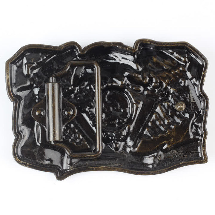 Ceinture en cuir à boucle multicolore patriotique pour homme avec motif aigle