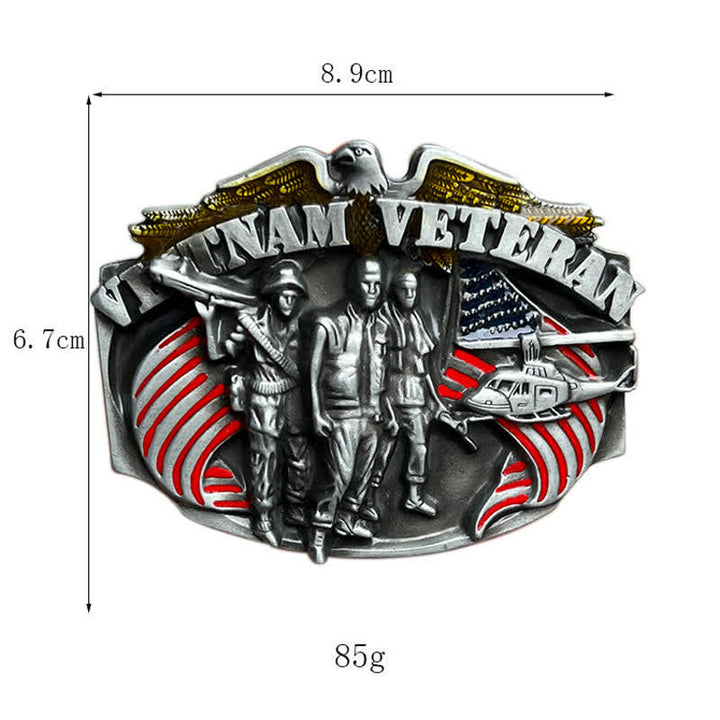 Ceinture en cuir à boucle pour homme, motif vétéran du Vietnam