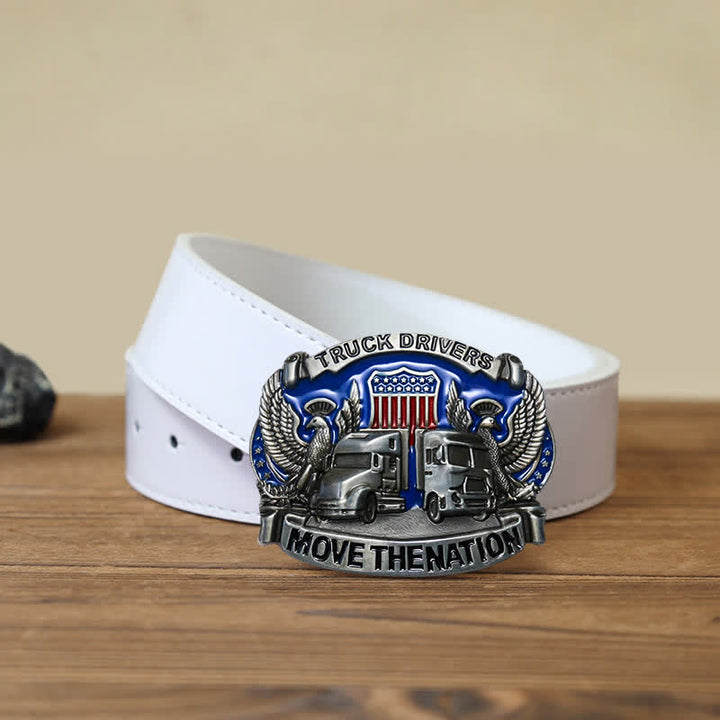 Ceinture en cuir à boucle pour homme avec inscription « Camionneur »