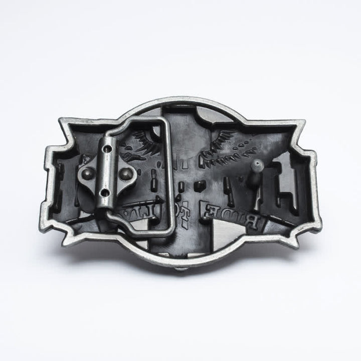 Ceinture en cuir à boucle pour homme avec ailes de moto Live To Ride DIY