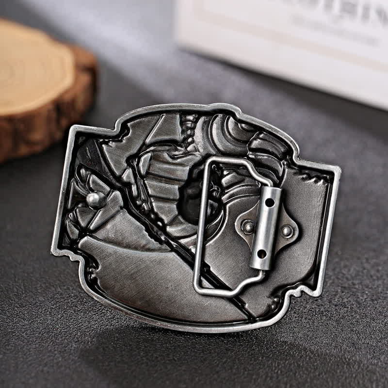 Ceinture en cuir à boucle tête de mort pour homme avec motif Give Up My Gun