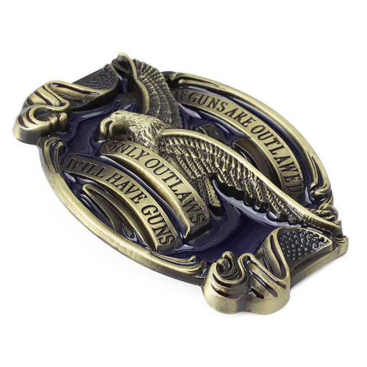 Ceinture en cuir à boucle pour homme avec motif aigle en plein vol