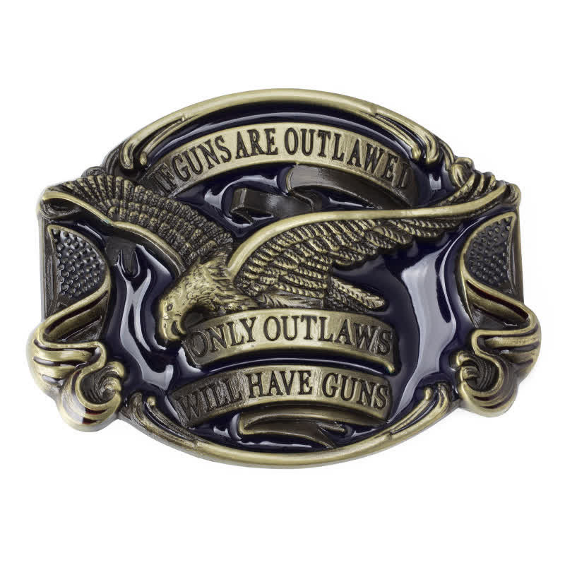 Ceinture en cuir à boucle pour homme avec motif aigle en plein vol