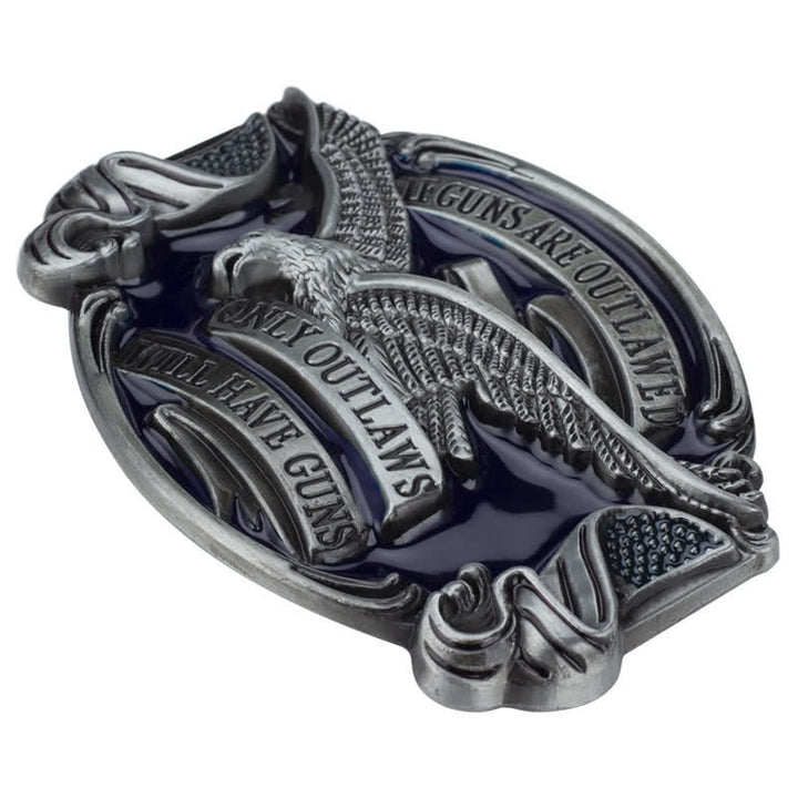 Ceinture en cuir à boucle pour homme avec motif aigle en plein vol
