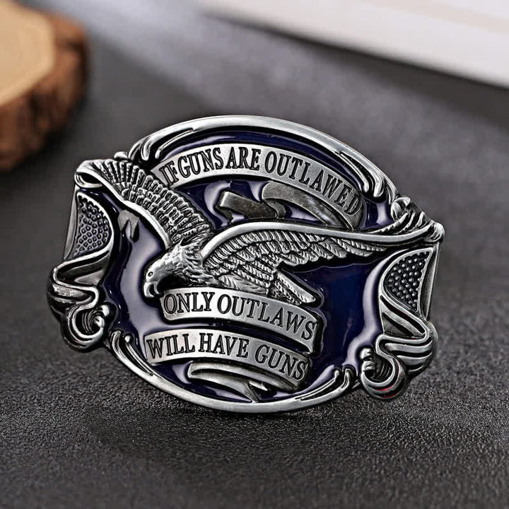 Ceinture en cuir à boucle pour homme avec motif aigle en plein vol